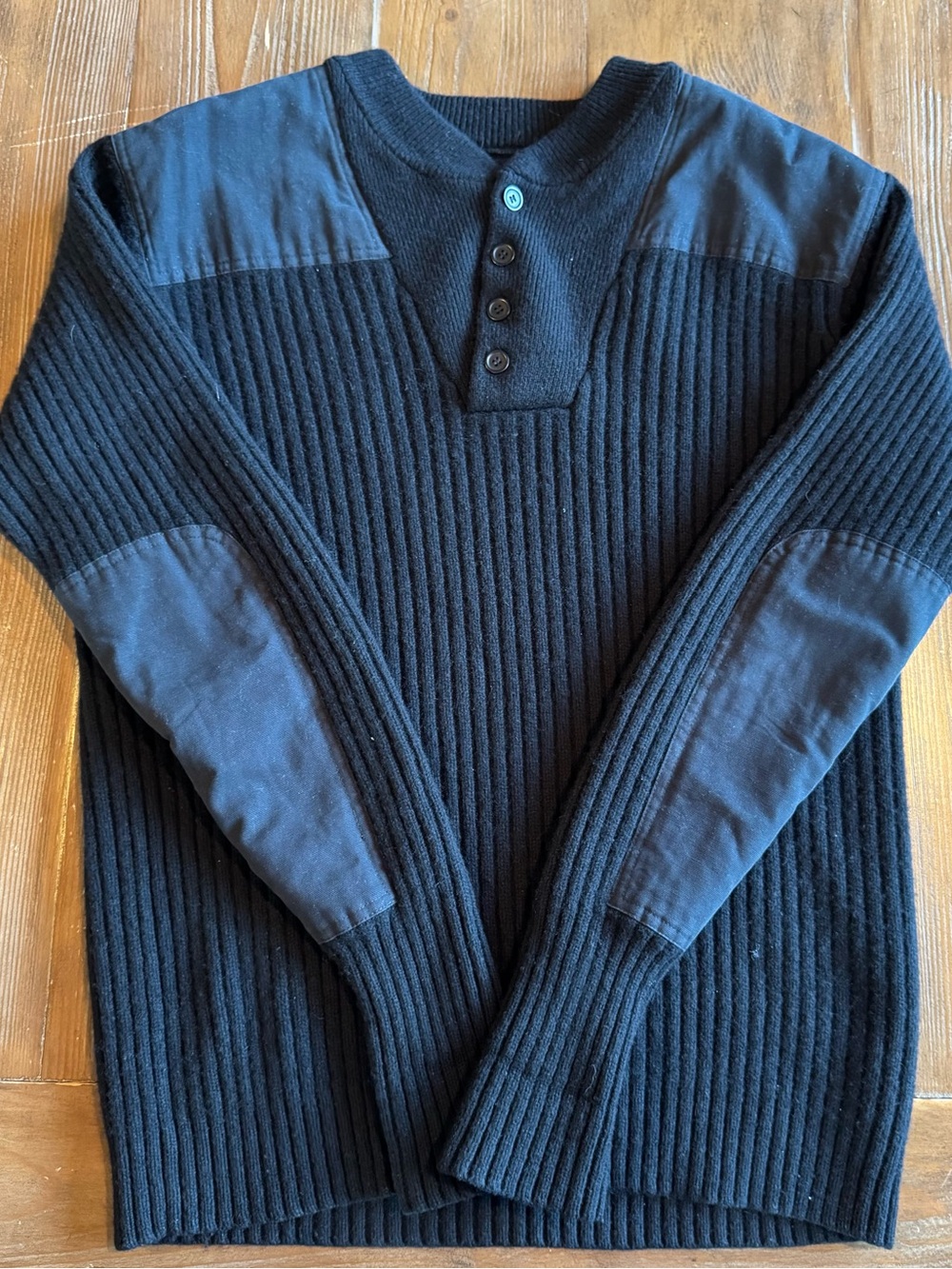 L.L. Bean Commando Henley Sweater Merino Lambs Wool Knit 228198 Men's Large